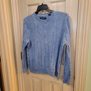 Mens Sz M Tommy Bahama Blue Silk Cotton Blend Ribbed Sweater